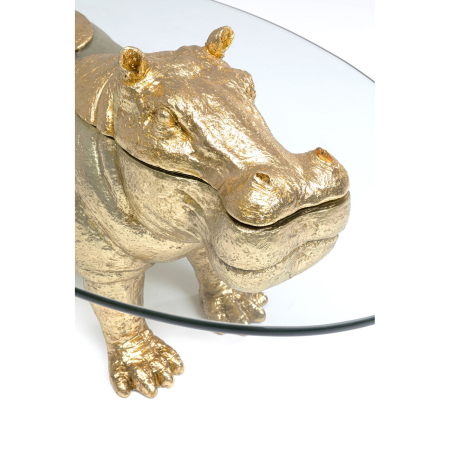 Măsuță de Cafea Hippo 80x49x37 cm, Sticlă Auriu - Kare Design [2]