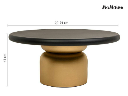 Măsuță de Cafea Leonardo 91x91x41 cm, Lemn Mango și MDF Auriu, Negru - MaMaison [7]