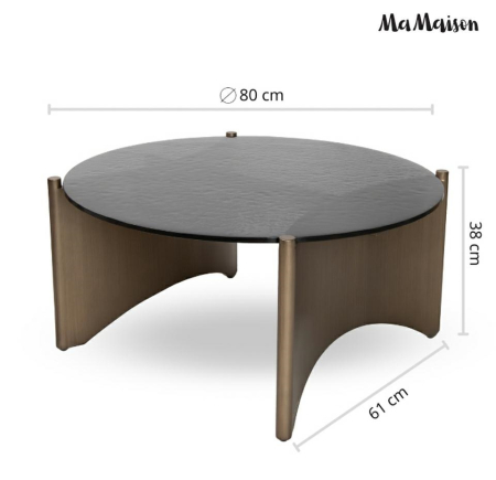 Măsuță de Cafea Manta 80x80x38 cm, Negru, Auriu - MaMaison [11]