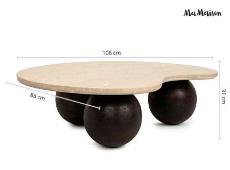 Măsuță de Cafea Organic 106x83x31 cm, Bej - MaMaison [5]