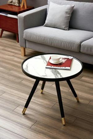 Măsuță de Cafea Padrino 60, Plăci MDF și Oțel Inoxidabil Alb - King Home [8]