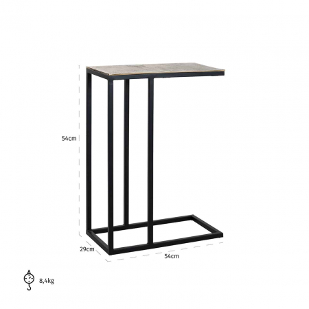 Masuta de cafea premium pentru canapea Rami 54x29 cm blat aluminiu auriu sampanie, baza metal, 825037 - Richmond Interiors [4]