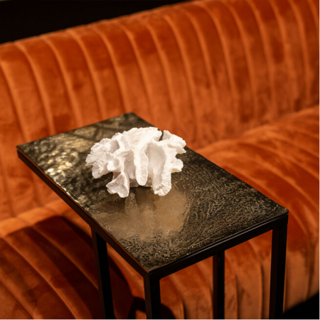 Masuta de cafea premium pentru canapea Rami 54x29 cm blat aluminiu auriu sampanie, baza metal, 825037 - Richmond Interiors [5]