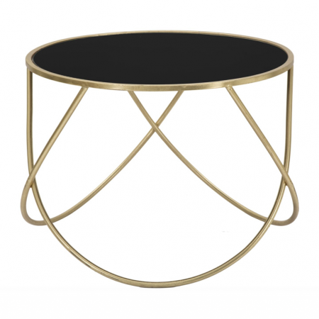 Masute de cafea - Masuta de cafea rotunda glam Jaime negru/auriu Ø 60X45  cm metal/sticla