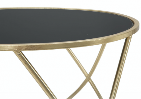 Masuta de cafea rotunda glam Jaime negru/auriu Ø 60X45  cm metal/sticla [3]