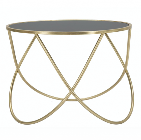 Masuta de cafea rotunda glam Jaime negru/auriu Ø 60X45  cm metal/sticla [1]