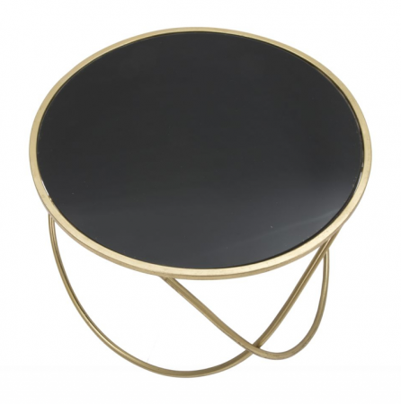 Masuta de cafea rotunda glam Jaime negru/auriu Ø 60X45  cm metal/sticla [2]