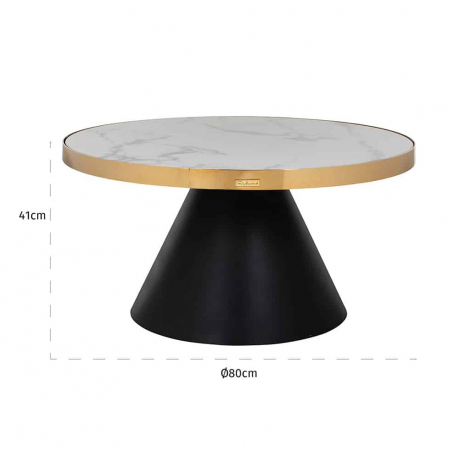 Masuta de cafea rotunda premium Senia, Ø 80 cm, blat marmura artificiala, baza din otel inoxidabil, 7361 - Richmond Interiors [2]