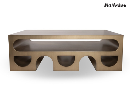 Măsuță de Cafea Vector 130x80x42,5 cm, Metal Aur Periat - MaMaison [1]