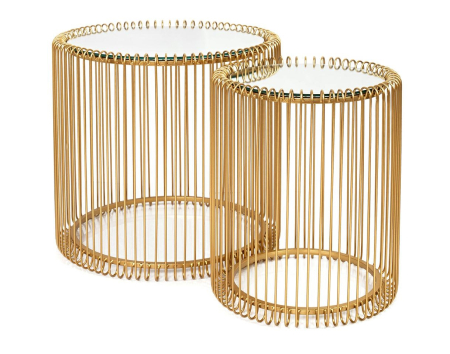 Produse - Măsuță de Cafea Wire 45x45x46 cm, Sticlă Alamă - Kare Design