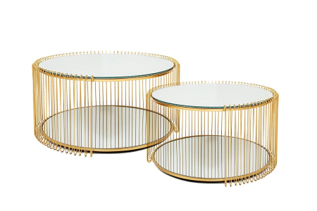 Produse - Măsuță de Cafea Wire Double I, Metal Alamă - Kare Design