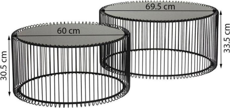 Măsuță de Cafea Wire, Sticlă și Fontă Negru - Kare Design [6]