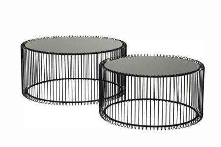 Produse - Măsuță de Cafea Wire, Sticlă și Fontă Negru - Kare Design
