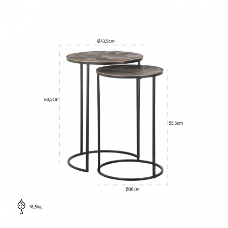 Măsuță de capăt Tulum set de 2 (Brushed Gold), 825193 - Richmond Interiors [3]