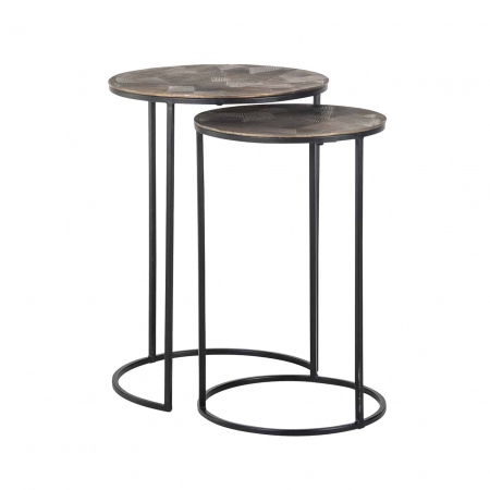 Produse - Măsuță de capăt Tulum set de 2 (Brushed Gold), 825193 - Richmond Interiors