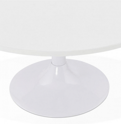 Masuta cafea rotunda alba Urea 90 cm cu picior central alb otel, CT00610WH - Kokoon [2]