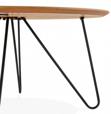 Masuta cafea rotunda MDF stejar Gun 80 cm, stil industrial, picioare negre metal, CT00520NA - Kokoon [5]