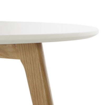 Masuta de design rotunda KINGSTON 90x90 cm blat MDF alb / stejar masiv, CT00400WH - Kokoon [4]