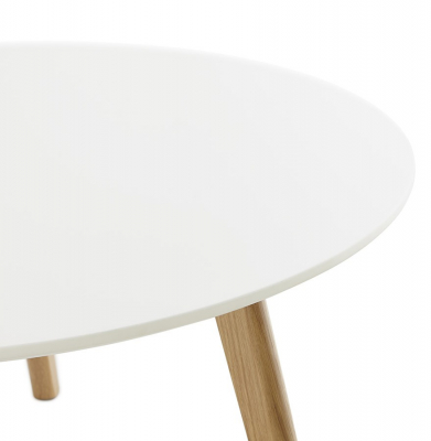 Masuta de design rotunda KINGSTON 90x90 cm blat MDF alb / stejar masiv, CT00400WH - Kokoon [3]
