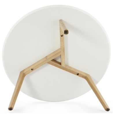 Masuta de design rotunda KINGSTON 90x90 cm blat MDF alb / stejar masiv, CT00400WH - Kokoon [9]