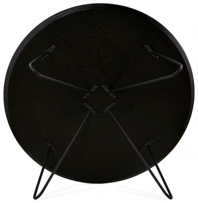 Masuta cafea rotunda Gun 80 cm MDF lemn negru, stil industrial, picioare negre metal, CT00480BL - Kokoon [4]