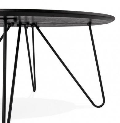 Masuta cafea rotunda Gun 80 cm MDF lemn negru, stil industrial, picioare negre metal, CT00480BL - Kokoon [3]