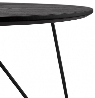 Masuta cafea rotunda Gun 80 cm MDF lemn negru, stil industrial, picioare negre metal, CT00480BL - Kokoon [2]