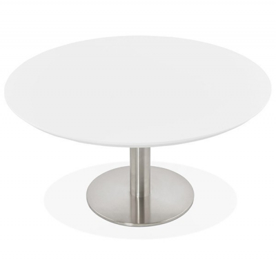 Masa cafea rotunda alba MDF Venla 90 cm, picior central otel talpa subtire, CT00570WH - Kokoon [1]