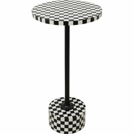 Produse - Măsuță Domero Chess 25x25x50 cm, Oțel Vopsit Prin Pulbere și Plăci MDF Acoperite cu Rășină Poliesterică Alb, Negru - Kare Design