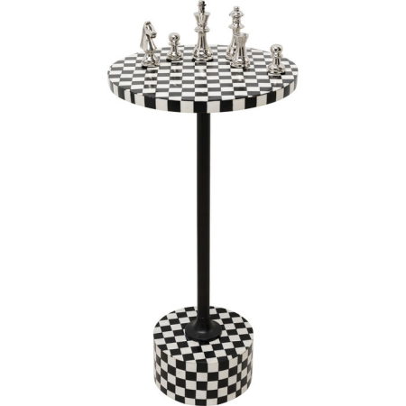 Măsuță Domero Chess 25x25x50 cm, Oțel Vopsit Prin Pulbere și Plăci MDF Acoperite cu Rășină Poliesterică Alb, Negru - Kare Design [4]