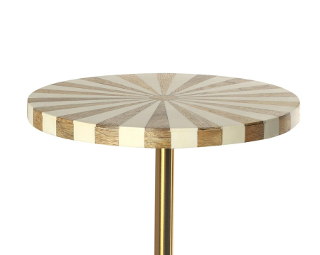 Măsuță Domero Cirque 25x25x50 cm, Oțel Acoperit cu Alamă și MDF Alb-Auriu - Kare Design [1]