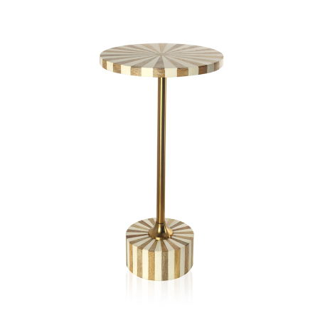 Produse - Măsuță Domero Cirque 25x25x50 cm, Oțel Acoperit cu Alamă și MDF Alb-Auriu - Kare Design