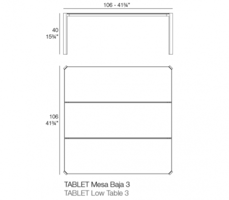Masuta exterior Tablet 105x105 cm, blat HPL/DEKTON®, picioare aluminiu, 54221M DANAE - Vondom [2]