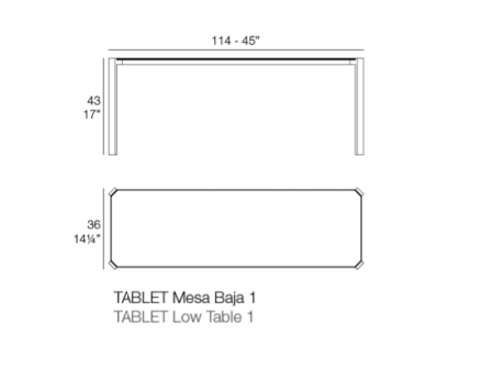 Masuta exterior Tablet 105x35 cm, blat HPL/DEKTON®, picioare aluminiu, 54219B FULL W - Vondom [3]