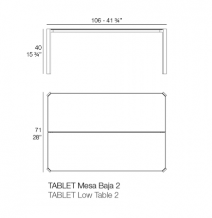 Masuta exterior Tablet 105x70 cm, blat HPL/DEKTON®, picioare aluminiu, 54220 FULL B - Vondom [2]