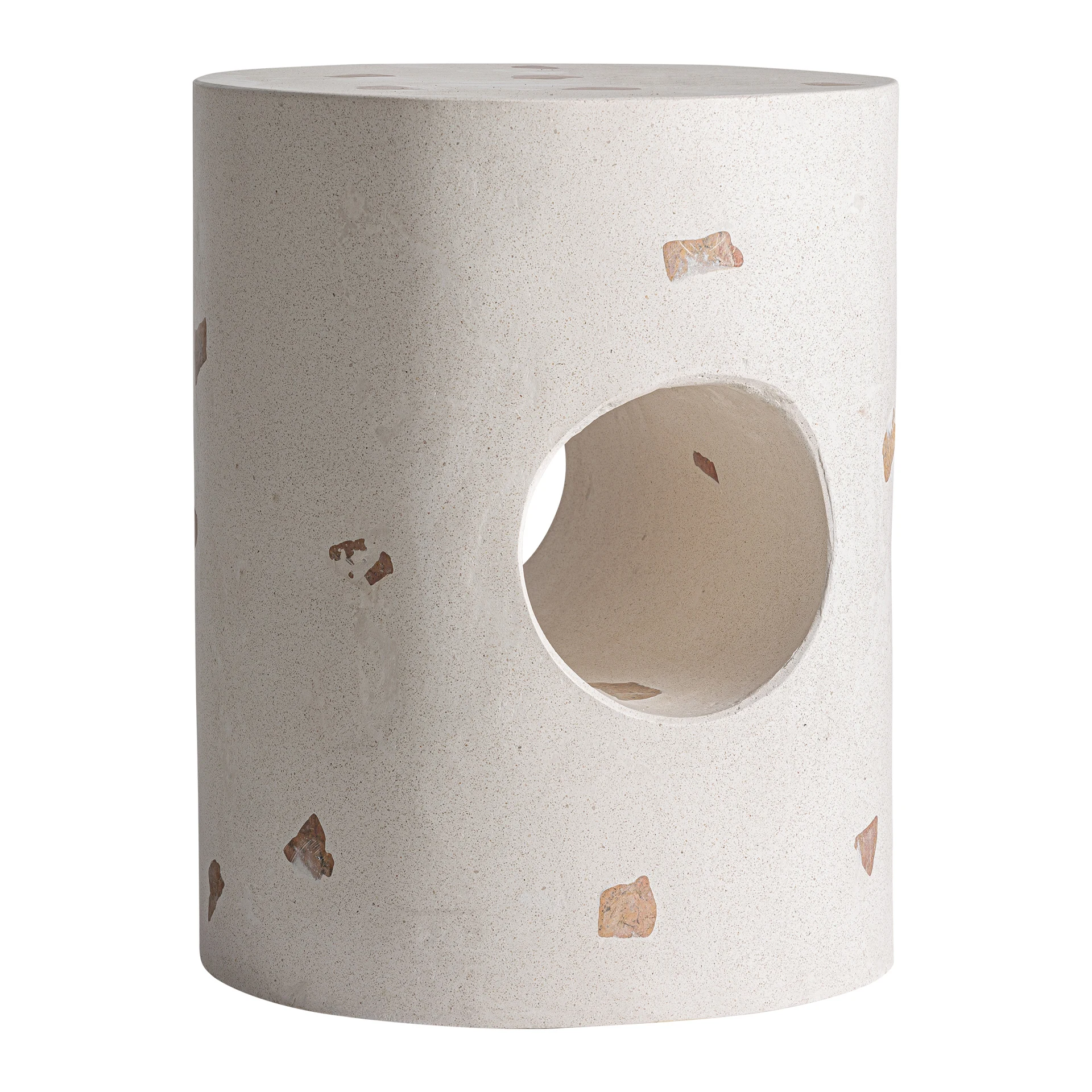 Produse - Masuta Laterala din Terrazzo, Alb/Crem, 40x40x50 cm, Stil Contemporan - VicalHome 37491