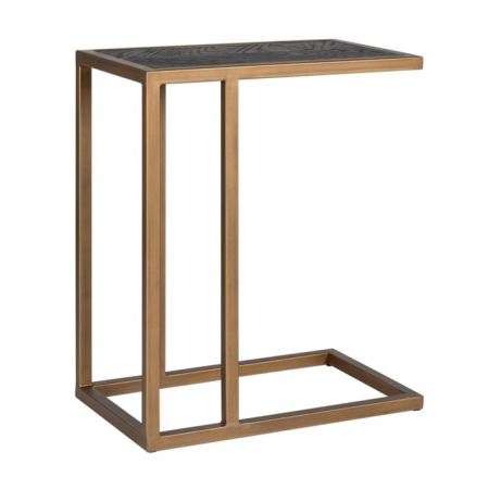 Produse - Masuta laterala premium Basim, 55x35 cm, blat stejar negru, cadru otel inoxidabil, 7373 - Richmond Interiors
