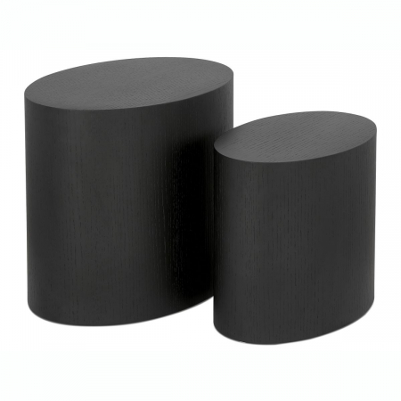 Masute de cafea - Masuta living design Brent, 2 piese, lemn masiv negru, CT00840BL - Kokoon