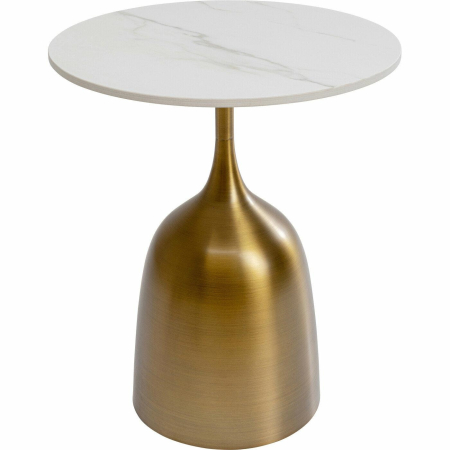 Produse - Măsuță Nube Tulip 45x45x53 cm, Ceramică Alb, Auriu Lacuită - Kare Design