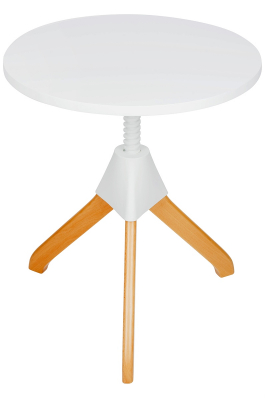Masuta rotunda cafea Ulla 60x60 cm in forma de surub, blat MDF alb/picioare lemn fag, TT-908B - King [1]