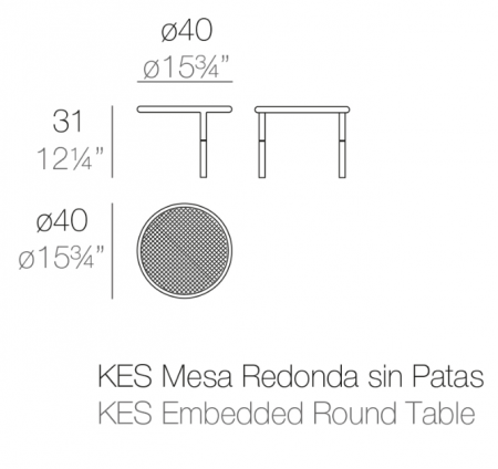 Masuta rotunda incorporabila canapea exterior premium Kes Ø40x31 cm, din otel inoxidabil, 64010 - Vondom [1]