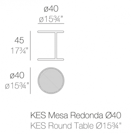 Masuta rotunda pentru canapea exterior premium Kes Ø40x45 cm, din otel inoxidabil, 64007 - Vondom [1]