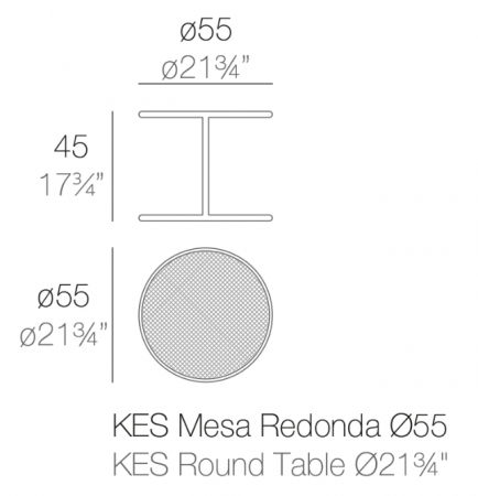 Masuta rotunda pentru canapea exterior premium Kes Ø55x45 cm, din otel inoxidabil, 64008 - Vondom [1]