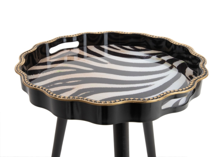 Măsuță Safari 40x40x45 cm, Sticlă și Plastic Alb și Negru Lucios - SHP [1]