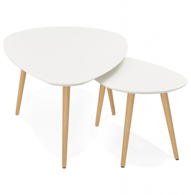 Masute de design GOSMI 2 piese MDF alb / stejar masiv, CT00430WH - Kokoon [2]