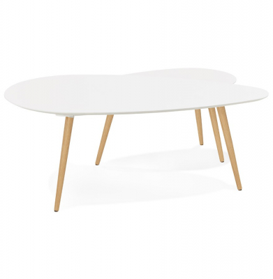 Masute de design GOSMI 2 piese MDF alb / stejar masiv, CT00430WH - Kokoon [4]