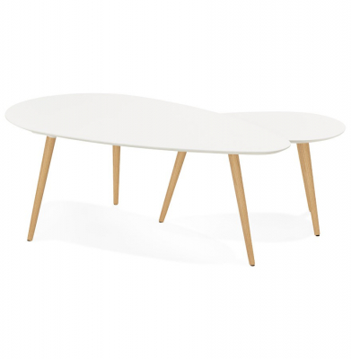 Masute de design GOSMI 2 piese MDF alb / stejar masiv, CT00430WH - Kokoon [3]
