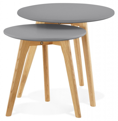 Set masute Espino 50x50 cm MDF gri inchis / picioare stejar, stil scandinav, CT00420DG - Kokoon [1]