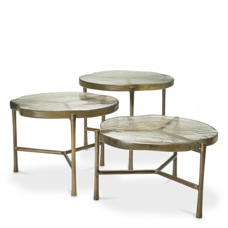 Masute de cafea -   Mese de cafea Baldovini set de 3 din sticlă handmade 118321 EICHHOLTZ