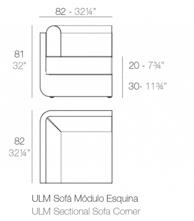 Modul colt canapea premium Ulm pentru exterior 82x82x72 cm, 54172 - Vondom [2]
